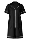Calida Piped-trim Pyjama Set In Black
