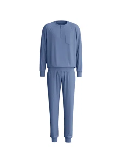 Calida Relax Choice Button-placket Chest-pocket Pyjamas In Blue