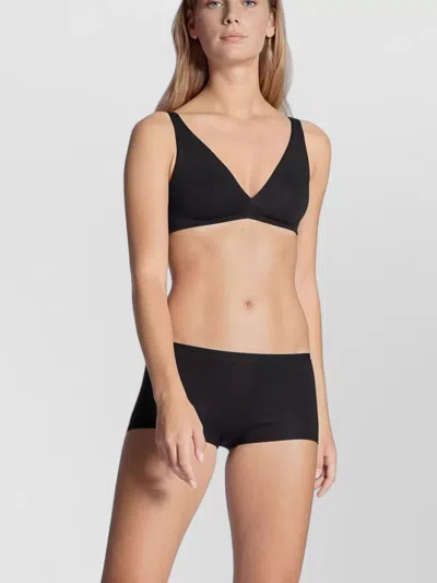 Calida Seamless Mid Rise Underwear Elastic Waistband In Black