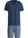 Calida V-neck Geometric-print Pyjama In Blue