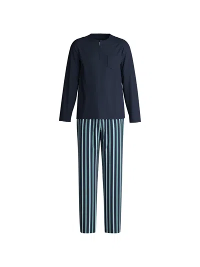 Calida Striped Long-sleeve Pajamas Set In Blue