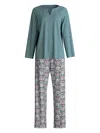 Calida V-neck Floral-print Pyjama In Blue