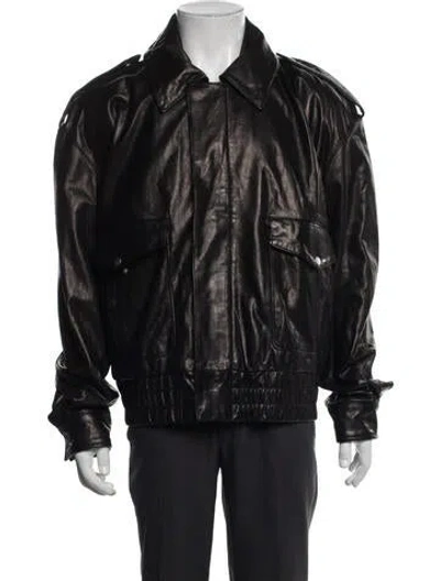 Pre-owned California Arts Calfskin Bomber Jacket In Black
