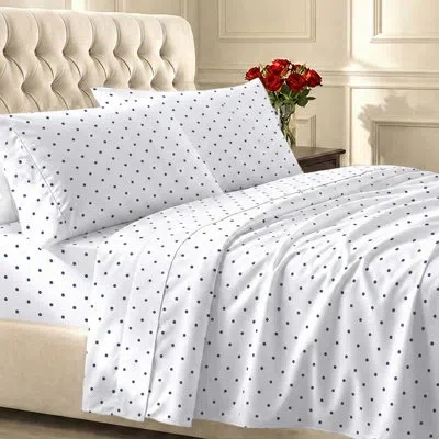 California Design Den Deep Pocket Sheet Set - Soft 400 Thread Count, 100% Cotton, Durable Sateen In Polka Dot Print