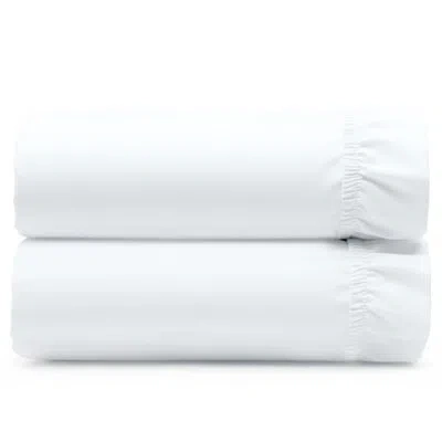 California Design Den Pack Of 2 100% Cotton Fitted Sheets Only - Durable Sateen, Deep Pockets With All-around Elastic In White