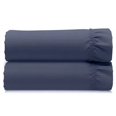 California Design Den Pack Of 2 Deep Pocket Fitted Sheets Only - Soft 400 Thread Count, 100% Cotton Sateen In Indigo Dusty Blue