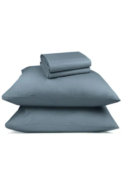 California Design Den Signature Comfort 100% Egyptian Cotton Breatheable Percale Sheet Set In Blue