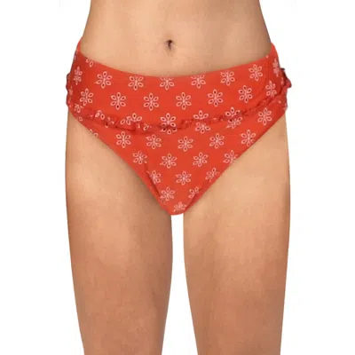 California Sunshine Juniors Womens Eyelet Ruffled Swim Bottom Separates In Red