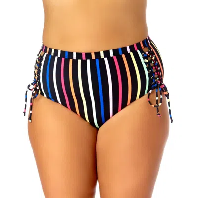 California Sunshine Plus Womens Side Tie Striped Swim Bottom Separates In Multi