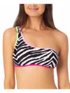 California Waves Juniors Womens Animal Print One Shoulder Bikini Swim Top In Multi