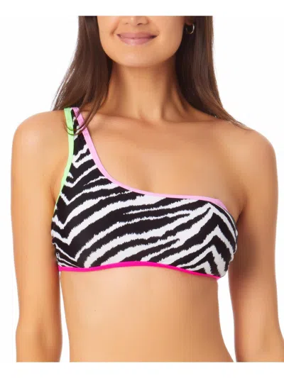California Waves Juniors Womens Animal Print One Shoulder Bikini Swim Top In Multi