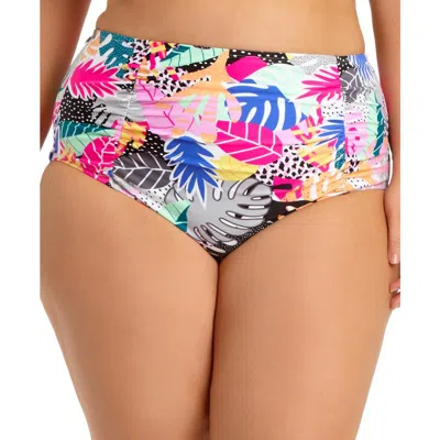 California Waves Plus Womens High Waist Printed Swim Bottom Separates In Multi