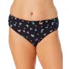 California Waves Plus Womens Printed Ruched Swim Bottom Separates In Black