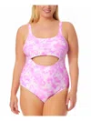 California Waves Plus Womens Tie-dye Cut-out One-piece Swimsuit In Multi