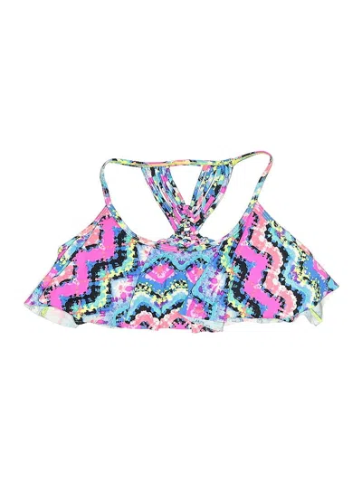 Pre-owned California Waves Swimsuit Top Pink Print Pattern Swimwear