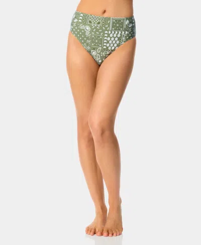 California Waves Women's Bandana Print High-waist Swim Bottoms, Macy's Exclusive In Green