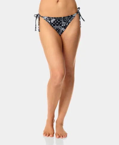 California Waves Women's Bandana Print Side Tie Swim Bottoms, Macy's Exclusive In Black