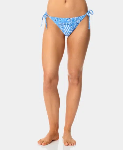 California Waves Women's Bandana Print Side Tie Swim Bottoms, Macy's Exclusive In Blue