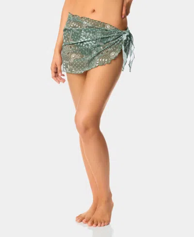 California Waves Women's Bandana Print Swim Cover Up Sarong, Macy's Exclusive In Green