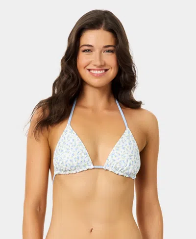 California Waves Women's Ditsy Wide Rib Reversible Triangle Swim Top, Created For Macy's In White