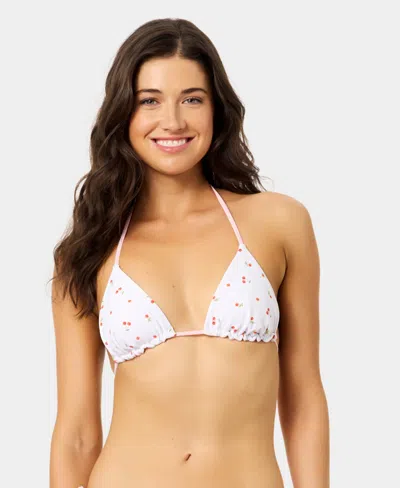 California Waves Women's Ditsy Wide Rib Reversible Triangle Swim Top In White