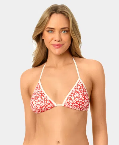 California Waves Women's Garden Ditsy Wide Rib Triangle Swim Bikini Top In Multi