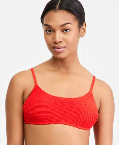 California Waves Women's Popcorn Scrunch Tie-back Bikini Top In Red