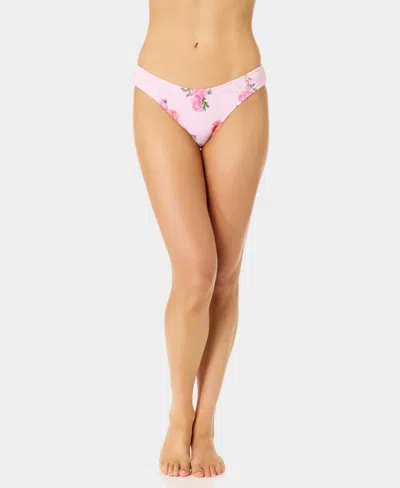 California Waves Women's Solid Low-rise Swim Bottoms In Pink