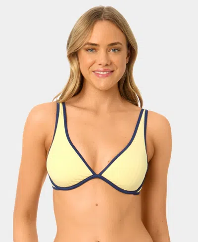 California Waves Women's Solid Plunge Underwire Swim Bikini Top In Multi