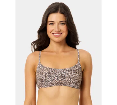 California Waves Women's Solid Scoop Neck Swim Bralette, Created For Macy's In Animal Print