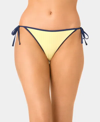 California Waves Women's Solid Wide Rib Side-tie Swim Bottoms In Multi