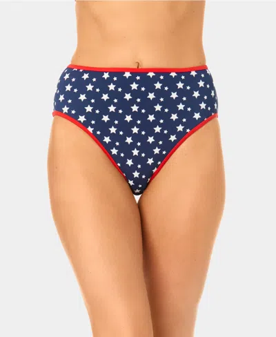 California Waves Women's Starstruck Mini Rib High-waist Swim Bottoms In Blue