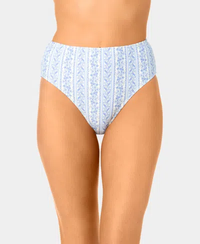California Waves Women's Toile Stripe High-waist Swim Bottoms In Blue