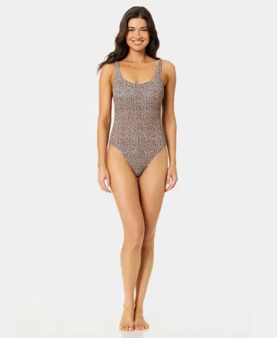 California Waves Women's Wild Cat Print One-piece Swimsuit In Brown