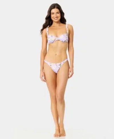 California Waves Womens Blooming Garden Bungie Balconette Underwire Bikini Top Bottoms In Purple