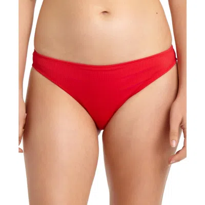 California Waves Womens Hipster Ribbed Swim Bottom Separates In Red