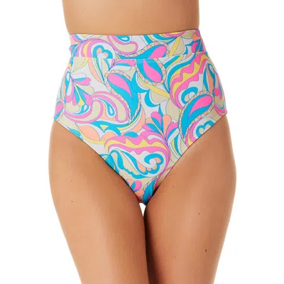 California Waves Womens Printed High Waist Swim Bottom Separates In Multi