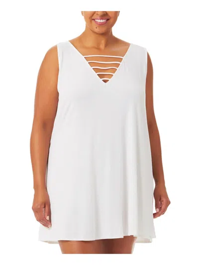 California Waves Womens Strappy Dress Cover-up In White