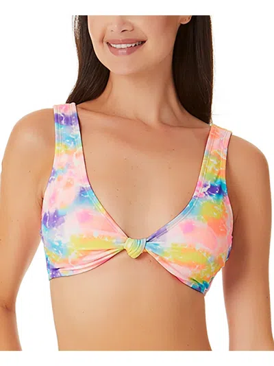 California Waves Womens Tie-dye V-neck Bikini Swim Top In Multi