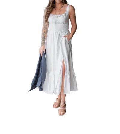 Calista Marion Midi Dress In Off White