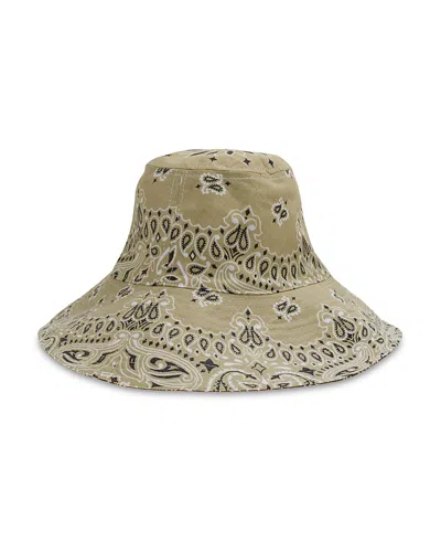 Call It By Your Name Capeline Paisley Cotton Button Hat In Brown