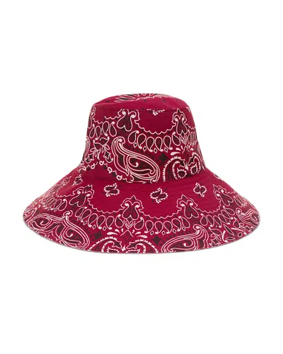 Call It By Your Name Capeline Paisley Cotton Button Hat In Red