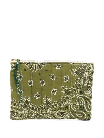 Call It By Your Name Cotton Zipped Pouch In Green
