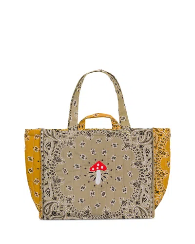 Call It By Your Name Maxi Cabas Matelasse Large Embroidered Mushroom Paisley Cotton Shoulder Bag In Multi