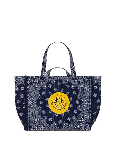 Call It By Your Name Maxi Cabas Quilted Bandana Tote In Blue