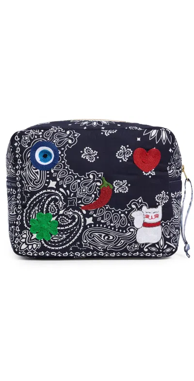 Call It By Your Name Maxi Vanity Emoji Rectangle Pouch Navy / Chambray
