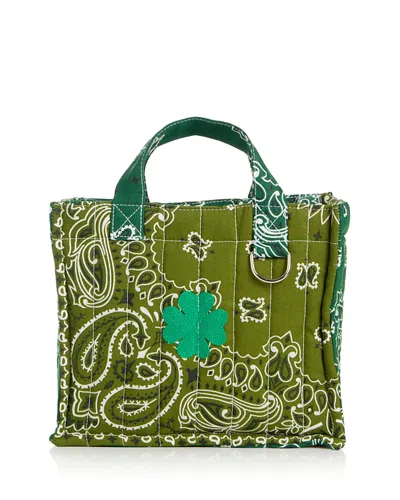 Call It By Your Name Mini Cabas Quilted Canvas Tote In Green