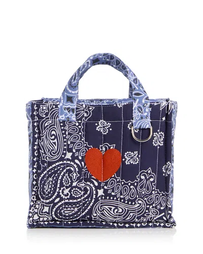 Call It By Your Name Mini Cabas Quilted Canvas Tote In Blue