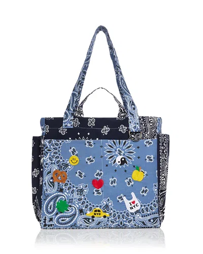 Call It By Your Name Picnic Nyc Icons Embroidered Cotton Tote In Chambray/navy