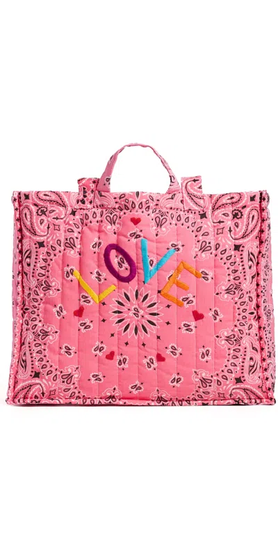 Call It By Your Name Quilted Maxi Cabas Tote Bag Strawberry/pale Pink